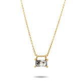 14k yellow gold prong set baguette rose cut gray diamond slide pendant necklace