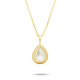 bezel set pear shape moonstone milgrain detailing pendant 14k yellow gold necklace
