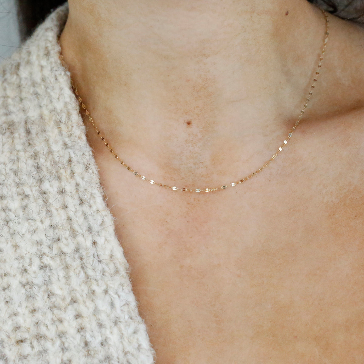 14k Rose Gold Dainty Chain Necklace 16"
