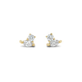 14k yellow gold marquise and round cut diamond stud earrings