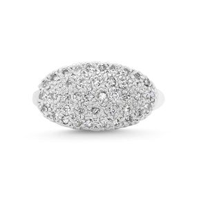platinum vintage diamond pave cluster oval shaped estate ring