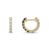 14k yellow gold diamond gemstone reversible huggie hoop earrings emerald sapphire