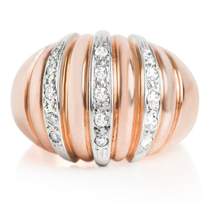 rose gold estate cocktail ring with white gold and diamonds