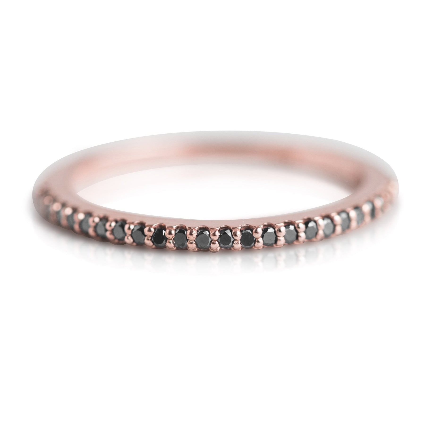 BLACK DIAMOND AND ROSE GOLD STACK RING