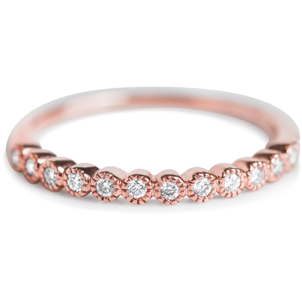 BEZEL SET DIAMOND WEDDING BAND ROSE GOLD