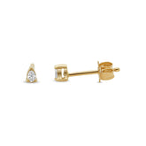 14k yellow gold pear shape diamond dainty stud earrings