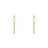 14k yellow gold chunky thick paper clip chain with freshwater pearl dangle charm earrings