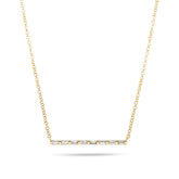 14k yellow gold bar necklace with bar set baguette diamonds