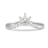 14k yellow, rose or white gold marquise and round diamond contour wedding band