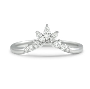 14k yellow, rose or white gold marquise and round diamond contour wedding band
