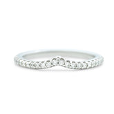 14k white gold diamond v contour wedding band 1/5tcw round white diamonds