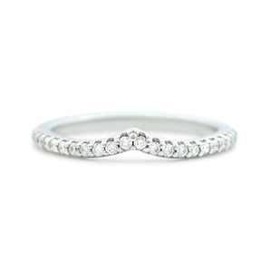 14k white gold diamond v contour wedding band 1/5tcw round white diamonds