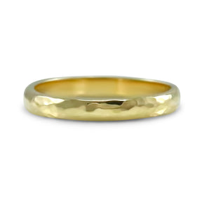 18k yellow gold hammered estate half round wedding band 