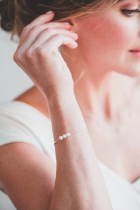 yellow gold and pearl wedding bracelet