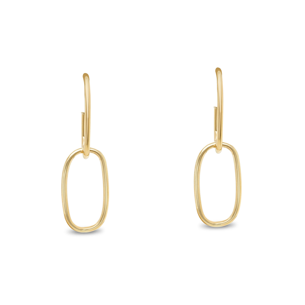 10k gold oval link dangle post earrings