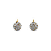 14k yellow and white gold estate dangle earrings antique rose cut diamond flower bead milgrain detailing