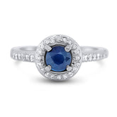 14k white gold blue sapphire and diamond estate ring size 4.5