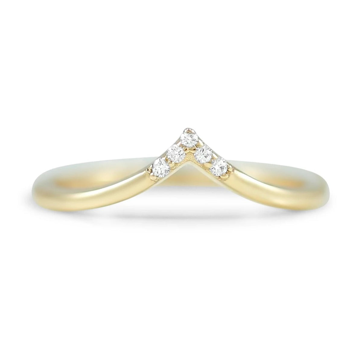 14k yellow, white or rose gold diamond v contour band