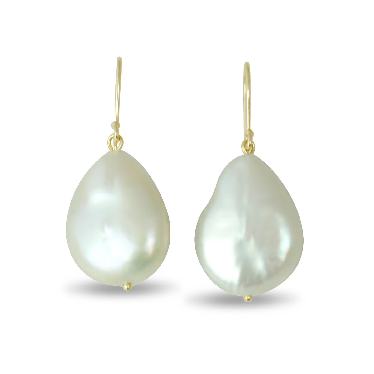 14k yellow gold wireback coin pearl dangle earrings under 200