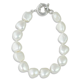 silver pearl bracelet with clasp made with nugget pearls and 7in long under 100