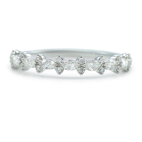 marquis and round brilliant cut diamond wedding band available in rose yellow and white gold