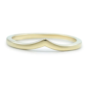 Contour wedding band thin and simple with yellow gold band v contour band