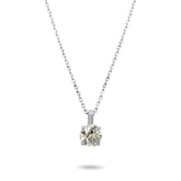 14k white gold champagne round brilliant cut diamond 16 inch chain pendant necklace