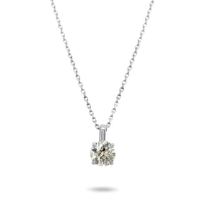 14k white gold champagne round brilliant cut diamond 16 inch chain pendant necklace