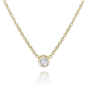 BEZEL SET DIAMOND NECKLACE WITH YELLOW GOLD CHAIN