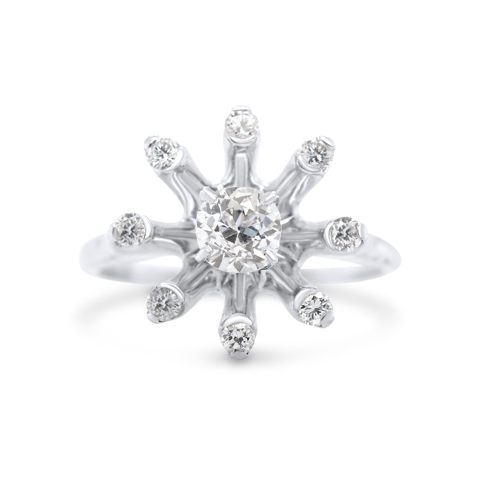 platinum vintage old mine diamond snowflake estate ring