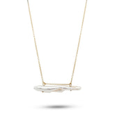 14k yellow gold elongated east to west organic keshi pearl slide pendant necklace