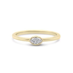 14k yellow gold bezel set with milgrain marquise cut diamond ring