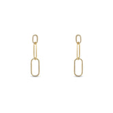 14k yellow gold diamond pave long chain link dangle drop earrings