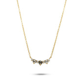 14k yellow gold gray to dark gray round rose cut diamond with round brilliant cut accent diamond necklace