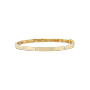 14k yellow gold flush set diamond bangle bracelet