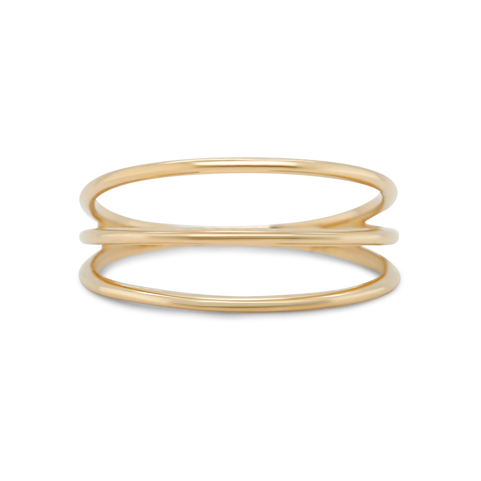 solid 14k yellow gold three row stack ring