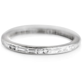 BAGUETTE AND ROUND DIAMOND ETERNITY ESTATE PLATINUM WEDDING BAND