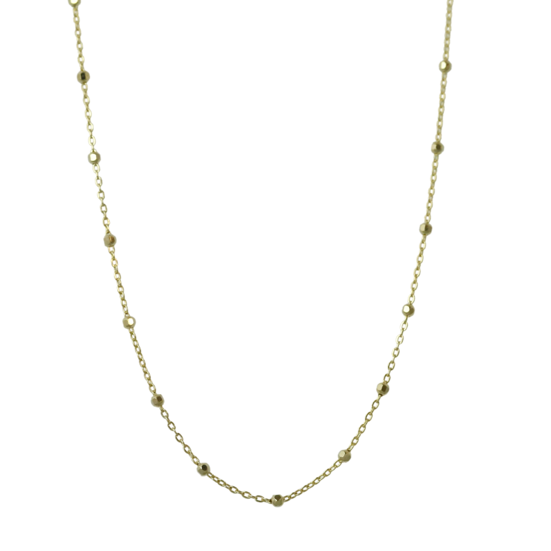 14k yellow gold 1.7mm wide beaded 16in long chain under $500