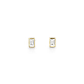14k yellow gold bezel set baguette diamond stud earrings