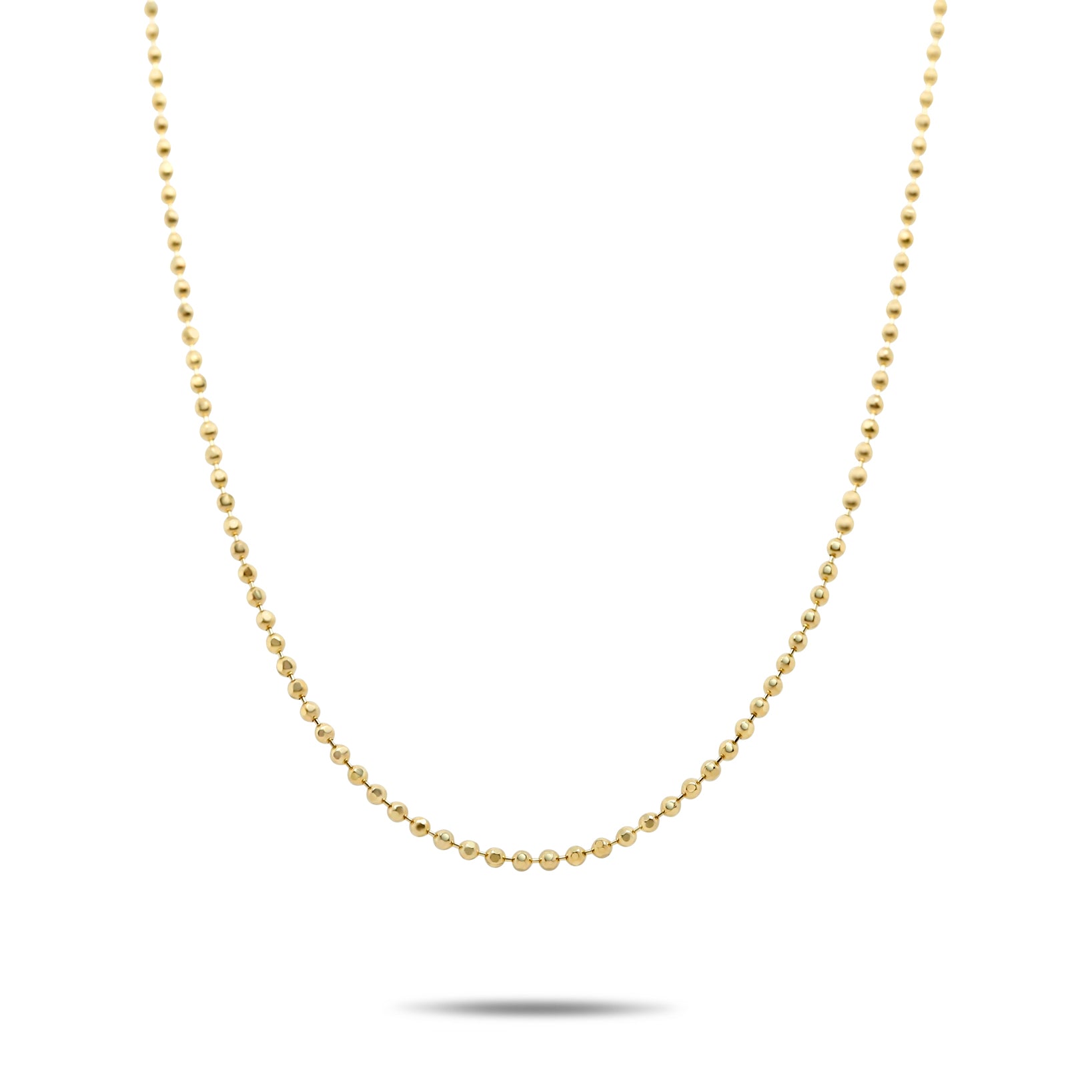 16 inch 14k yellow gold diamond cut bead chain necklace