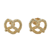 14k yellow or rose gold pretzel stud earrings