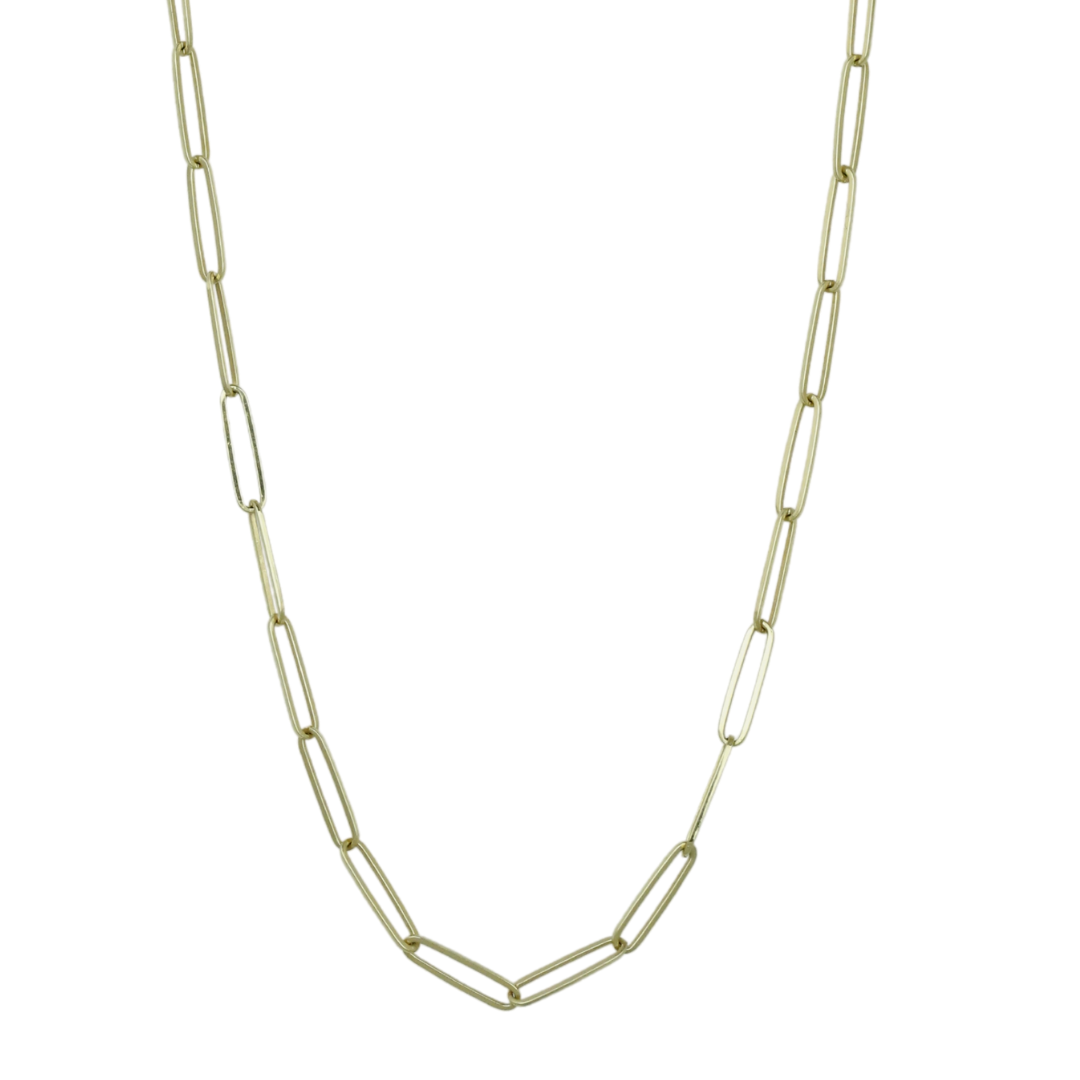 14k yellow gold elongated chain link necklace 16in long under $1000