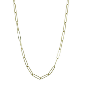14k yellow gold elongated chain link necklace 16in long under $1000