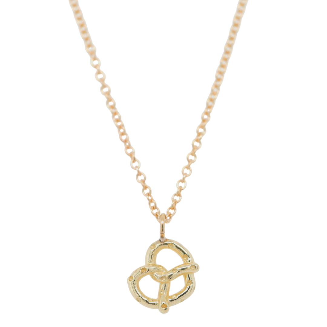 14k yellow gold or sterling silver pretzel necklace 16in long chain under 500 everyday necklace