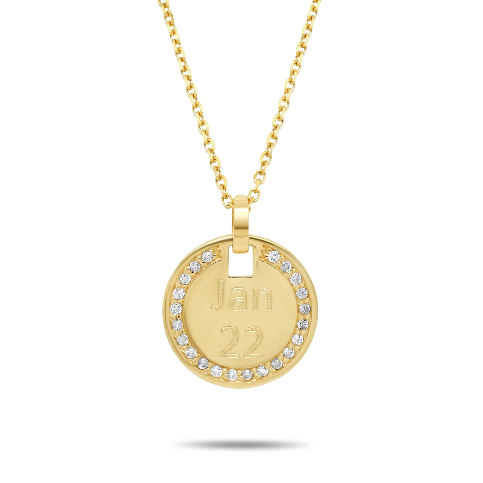 18 inch 14k yellow gold diamond pave pendant personalized necklace