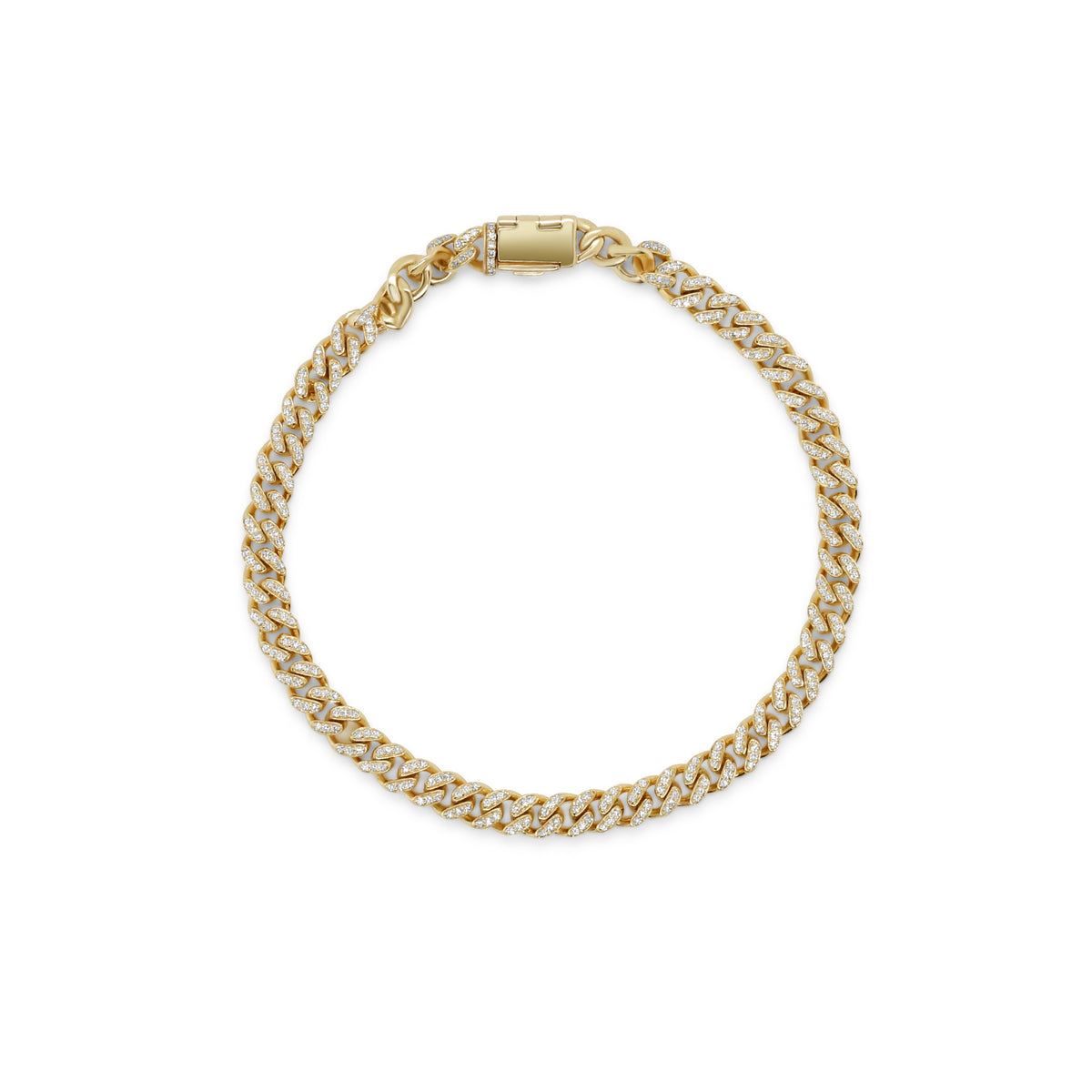 14k yellow gold diamond curb link chain bracelet