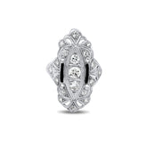 16k white gold diamond black onyx estate dinner ring