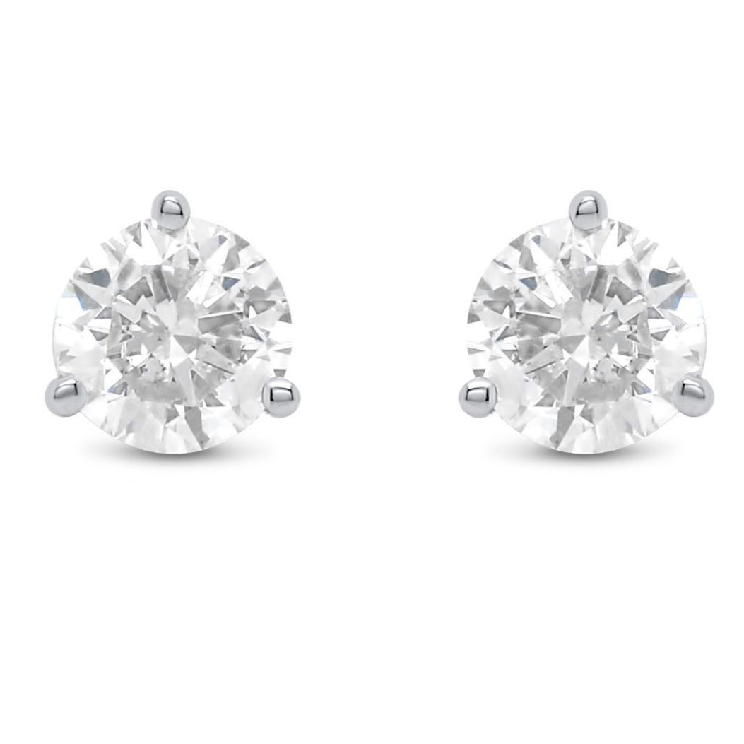 three prong martini diamond studs everyday classic diamond studs