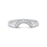 14k white gold round diamond contour estate wedding band 