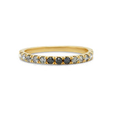 14k yellow gold black and gray graduated color diamond half eternity band stackable ring